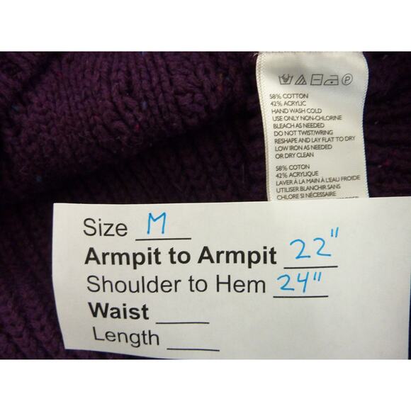 Coincidence & Chance Purple Oversized Cable Knit Sweater Top Medium - Picture 8 of 8